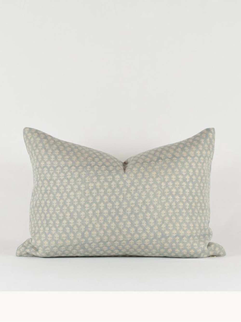 Linen Patterned Decorative Throw Pillow in Light Blue and Cream